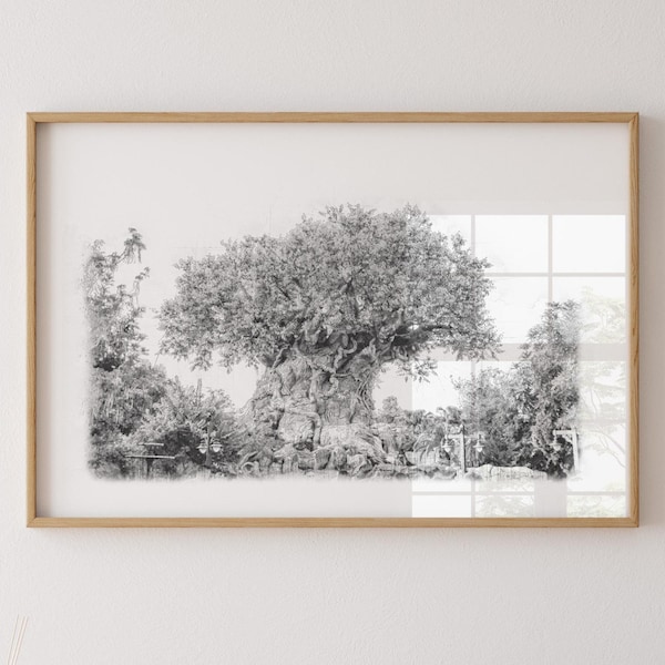 Animal Kingdom Sketch Print, Disney Print, Walt Disney World Print, Disney Gift, Disney Parks Sketch, Disney Pencil Sketch, Tree of Life