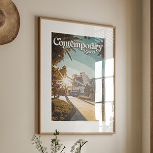 Disney's Contemporary Resort Poster, Disney Print, Walt Disney World, Disney Hotel Print, Disneyworld gifts, Sizes A5,A4,A3,A2,A1 Disney Art