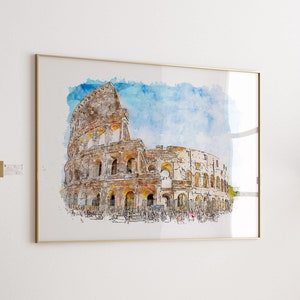 Colosseum Rome Watercolor Print: Italy Travel Art