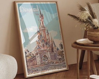 Poster di Disneyland Paris: stile retrò, carta lucida o satinata