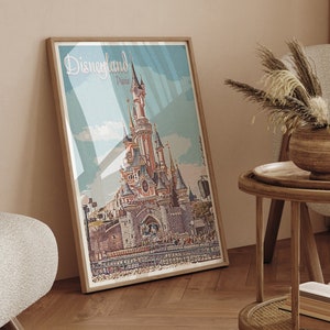 Disneyland Paris, Retro Poster, Disney Print, Disneyland Paris Print, Disneyland Paris, Sizes A5,A4,A3,A2,A1, Disneyland Paris Print, Disney