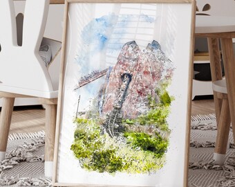 Expedition Everest Watercolour Print (Animal Kingdom, Disney Parks)