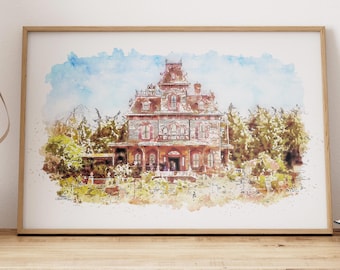 Stampa artistica Phantom Manor: stile acquerello - Disneyland Paris