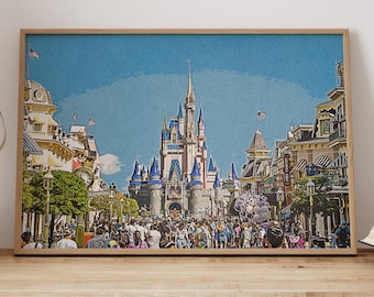 ミニマルなディズニーワールドシンデレラ城のプリント、WDWマジック