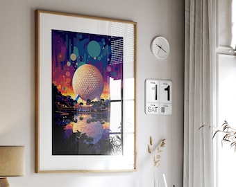 Póster de Spaceship Earth: Arte retrofuturista de Disney (varios tamaños)