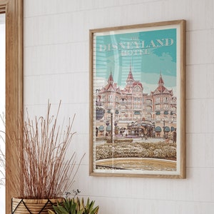 Disneyland Paris Hotel Retro Poster, Disneyland Paris Print, Disneyland Hotel Print, Disney Print, Disney Parks Print, Disneyland Paris Art