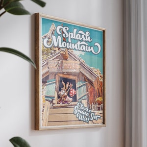Impresión de póster retro de Splash Mountain, Walt Disney World, impresión de Disney, impresión de parques de Disney, Splash Mountain, Brer Rabbit, Disney Resort, Disney