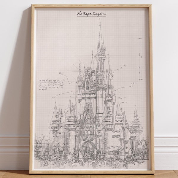 Cinderella Castle Poster: Magic Kingdom Blueprint - Disney Wall Art