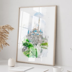 Cinderella Schloss Aquarell Druck: Magic Kingdom Art