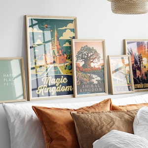 Disney World Poster: Retro Four Parks Kollektion - Magic Kingdom & Mehr