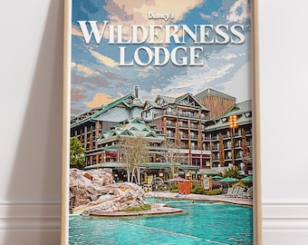 Disney Resort Poster: Wilderness Lodge Retro Style - Wall Art Print