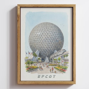 Disney Epcot-affisch: Illustration av rymdskeppet Jorden - Flera storlekar