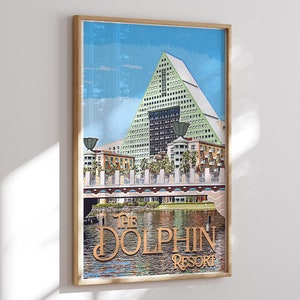 Retro Disney Dolphin Resort Print - Vintage Style Wall Decor