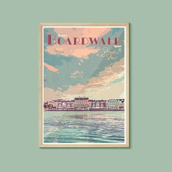 The Boardwalk Resort Retro Poster, Walt Disney World, Orlando, Florida, Disney Print, Disney Resort Hotel Print, Disney Hotel Poster