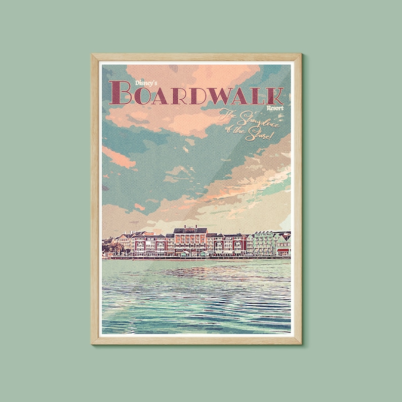 The Boardwalk Resort Retro Poster, Walt Disney World, Orlando, Florida, Disney Print, Disney Resort Hotel Print, Disney Hotel Poster