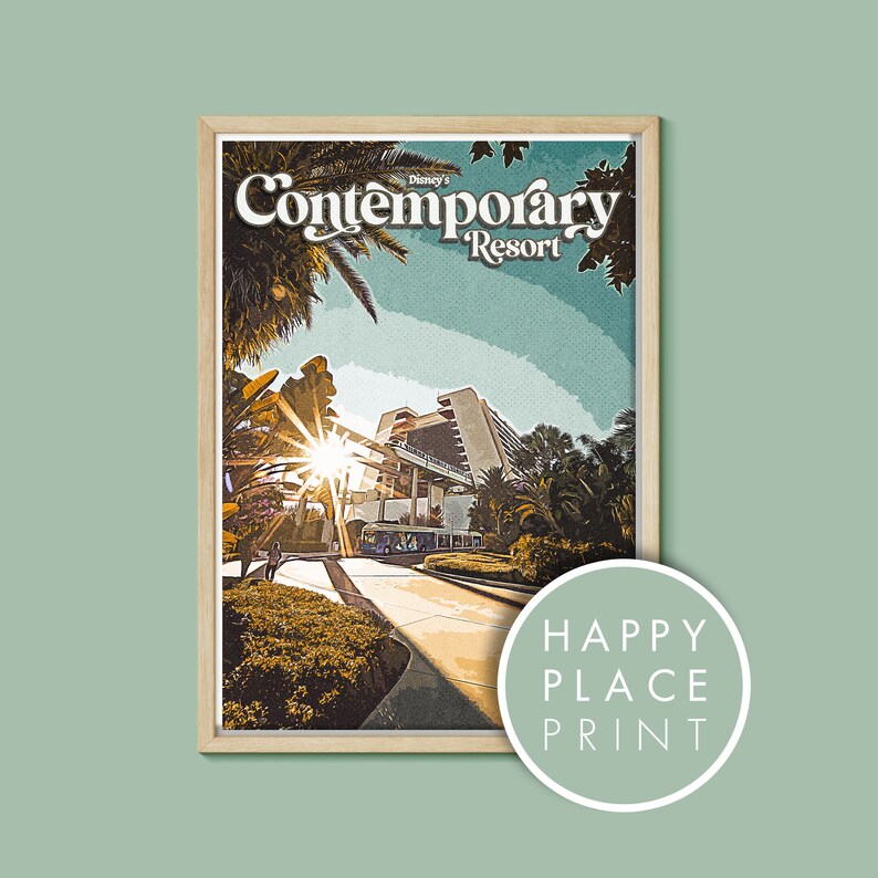 Disney's Contemporary Resort Poster, Disney Print, Walt Disney World, Disney Hotel Print, Disneyworld gifts, Sizes A5,A4,A3,A2,A1 Disney Art