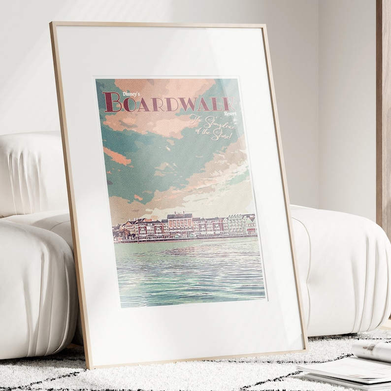 The Boardwalk Resort Retro Poster, Walt Disney World, Orlando, Florida, Disney Print, Disney Resort Hotel Print, Disney Hotel Poster
