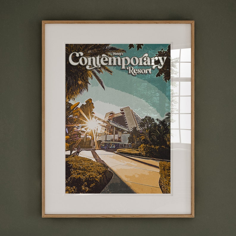 Disney's Contemporary Resort Poster, Disney Print, Walt Disney World, Disney Hotel Print, Disneyworld gifts, Sizes A5,A4,A3,A2,A1 Disney Art