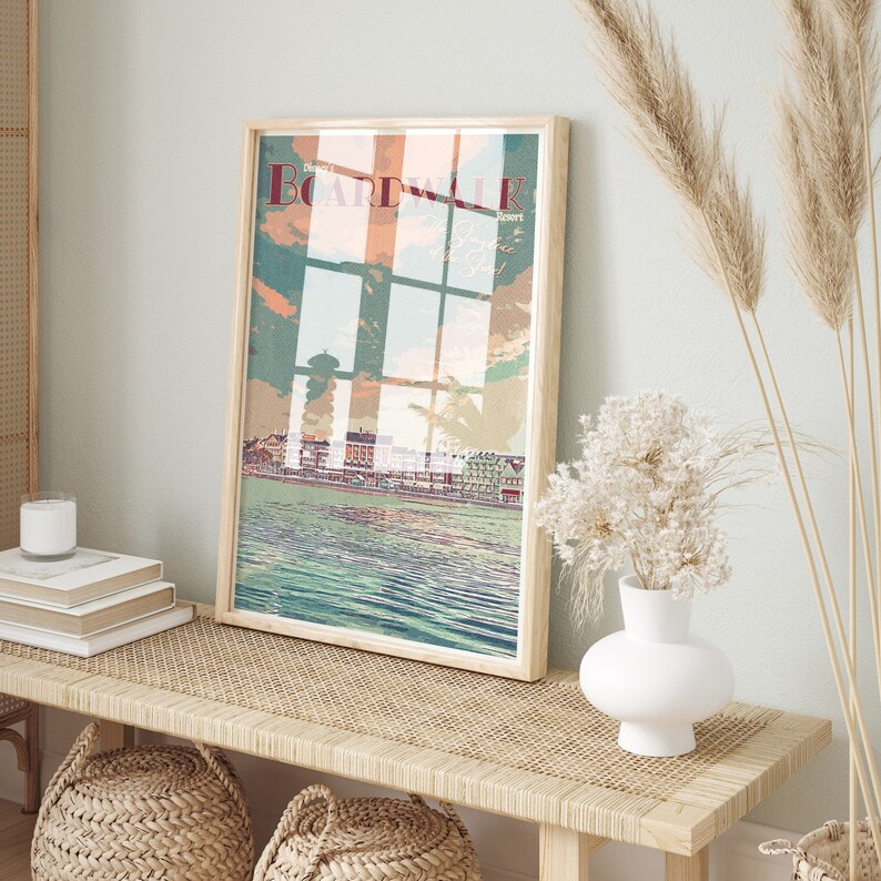 The Boardwalk Resort Retro Poster, Walt Disney World, Orlando, Florida, Disney Print, Disney Resort Hotel Print, Disney Hotel Poster