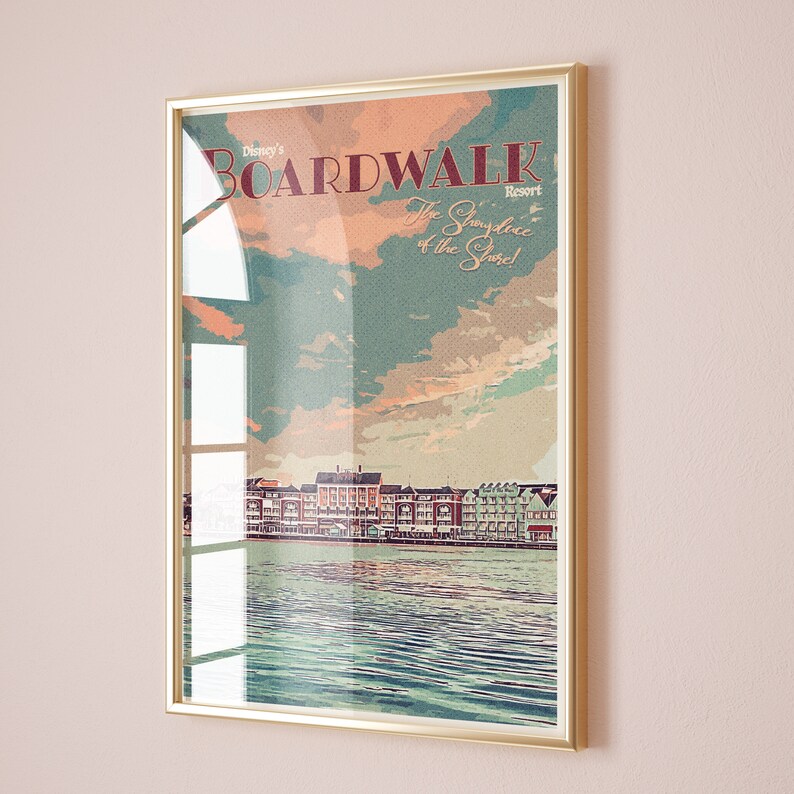 The Boardwalk Resort Retro Poster, Walt Disney World, Orlando, Florida, Disney Print, Disney Resort Hotel Print, Disney Hotel Poster