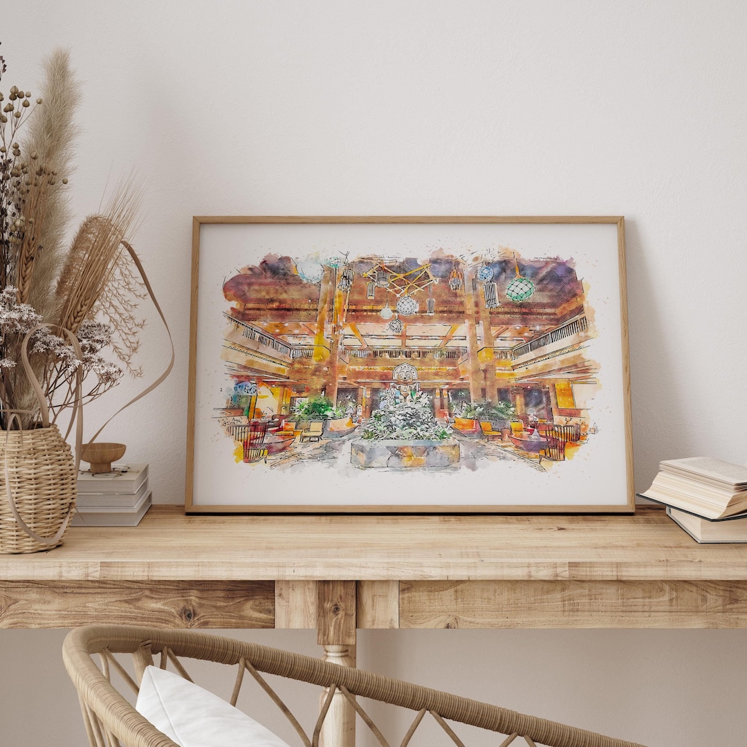 Polynesian Village Resort Print: Disney Wall Art (watercolor