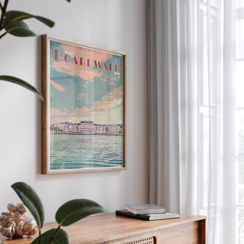 The Boardwalk Resort Retro Poster, Walt Disney World, Orlando, Florida, Disney Print, Disney Resort Hotel Print, Disney Hotel Poster