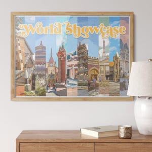 World Showcase Epcot Druck: Retro Disney Poster (Orlando Florida)