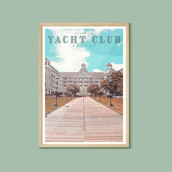 The Yacht Club Resort Retro Print Walt Disney World Orlando - Etsy