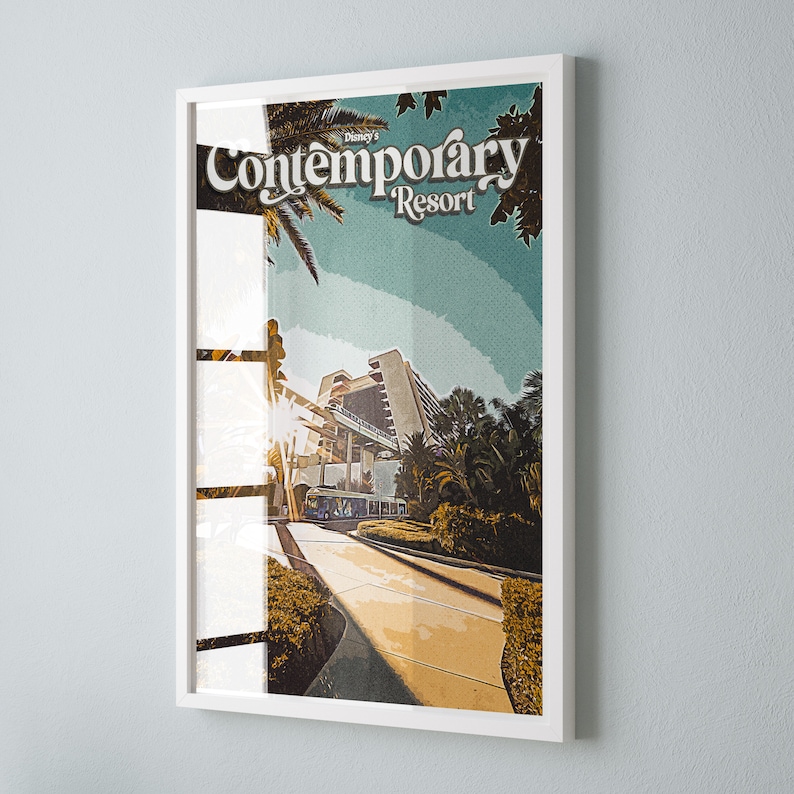 Disney's Contemporary Resort Poster, Disney Print, Walt Disney World, Disney Hotel Print, Disneyworld gifts, Sizes A5,A4,A3,A2,A1 Disney Art