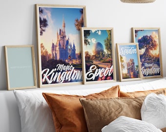 Disney World Wall Art: Retro Four Parks Posters - Magic Kingdom & More