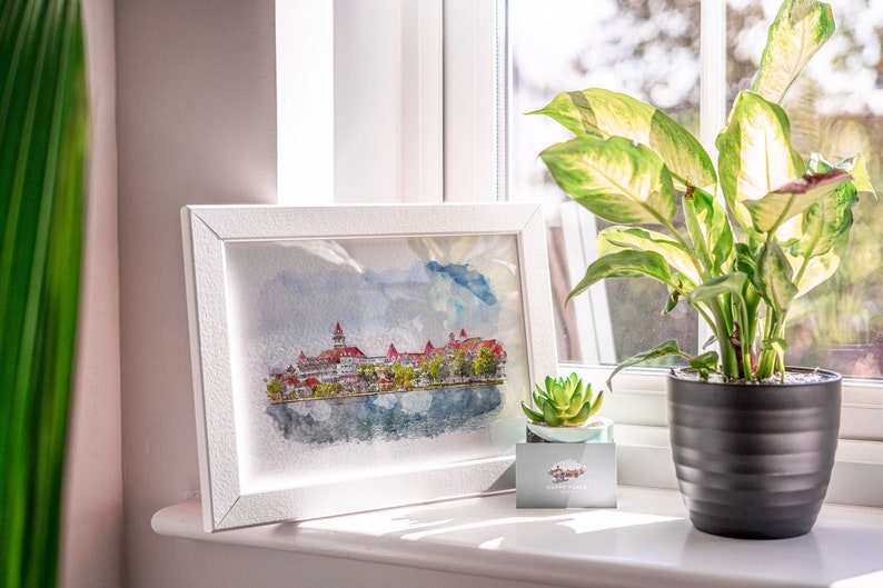 Grand Florida Disney-print - aquarel resortkunst afbeelding 1