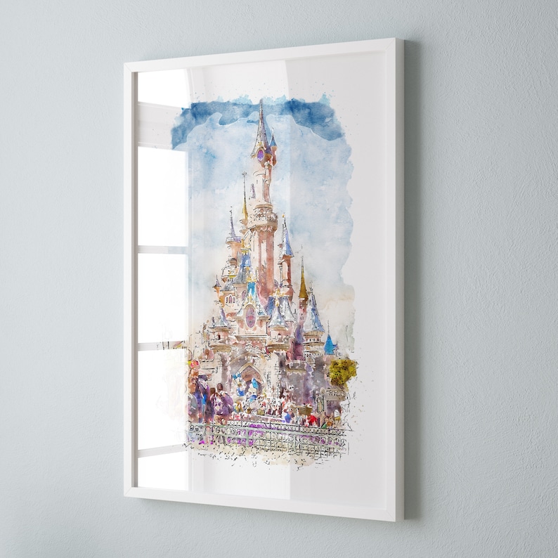 Disneyland Paris Castle Watercolour Print,  Disney Print,  Disneyland Paris Print,  Disney Gift, Disneyland Art, Disneyland Paris, Paris