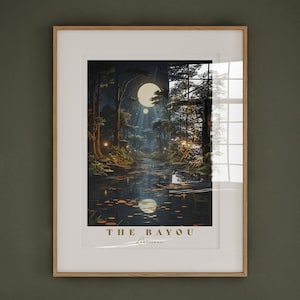 Louisiana Bayou Poster, Sumpf Illustration, Natur Wanddekoration, Sumpfgebiete Druck, Vintage Stil, Einzigartiges Geschenk für New Orleans