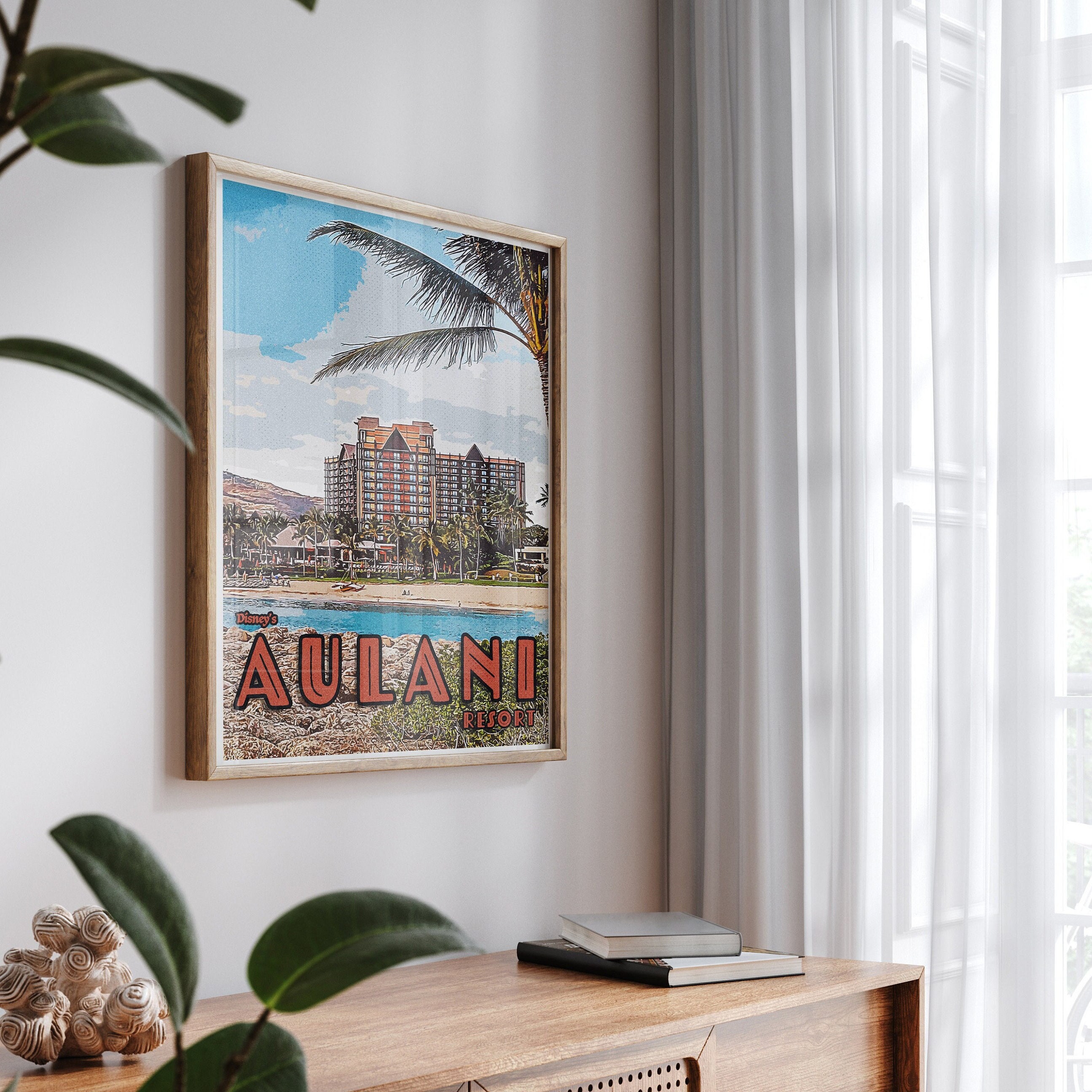 ディズニー・アウラニのポスター：レトロなハワイスタイル - 鮮やかな