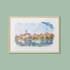 Grand Florida Disney-print - aquarel resortkunst afbeelding 2
