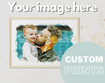 Custom Watercolour Print, Custom Print, Custom Photograph Watercolour, custom print quote, custom pet portrait print, personalised gift