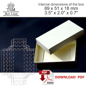 Small paper box template instant download. No glue DIY gift box handmade. Eco friendly craft paper. Inner size 89 x 51 x 18 mm