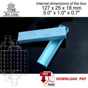 Small paper box template instant download. Digital download svg gift box handmade. Eco friendly craft paper. Inner size 127 x 25 x 18 mm