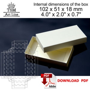 Digital download handmade paper box template. Small paper easy cut gift jewelry box. Gift for women. Inner size 102 x 51 x 18 mm