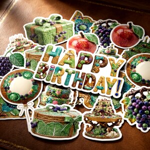 Lot de cliparts anniversaire majolique : autocollants imprimables PNG joyeux anniversaire. Motifs de poterie à usage commercial image 9