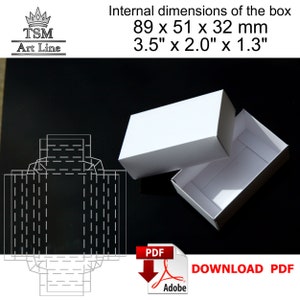 Digital download handmade paper box template. Small paper easy cut gift jewelry box. Gift for women. Inner size 89 x 51 x 32 mm