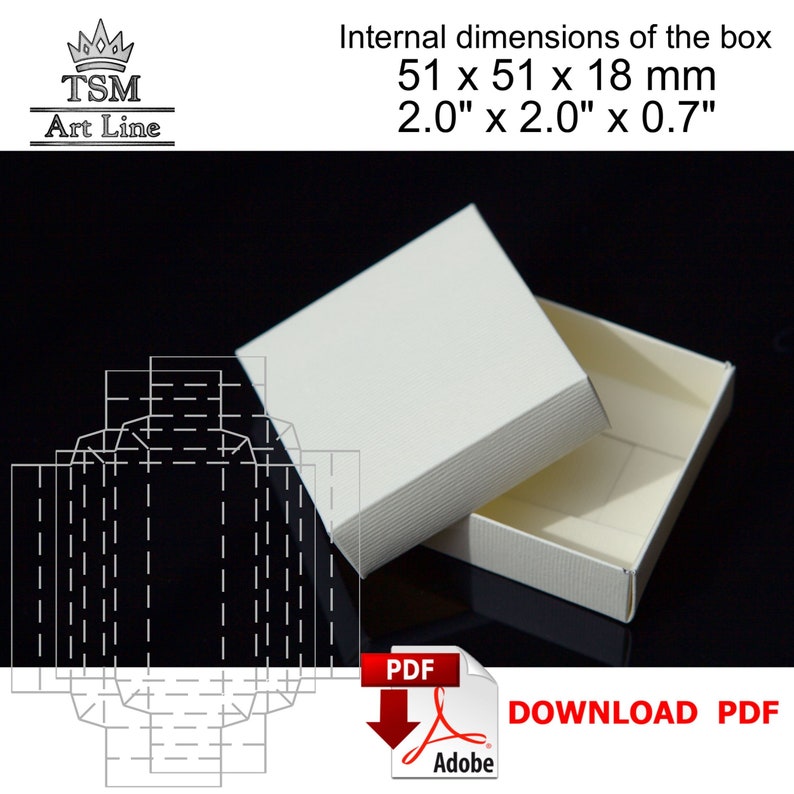 Digital Download Handmade Paper Box Template. Small Paper Easy Cut Gift