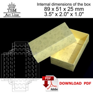 Digital download handmade paper box template. Small paper easy cut gift jewelry box. Gift for women. Inner size 89 x 51 x 25 mm