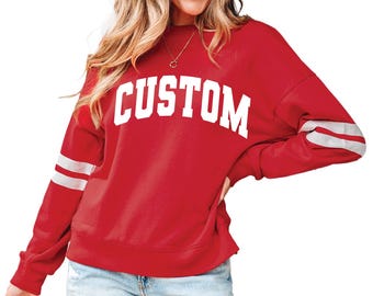 Custom Varsity Striped Crewneck: Vintage Lightweight College Sweatshirt - Teamwear