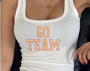 Custom Rhinestone Tank Top, College Gameday, Sorority Spirit Wear, Bedazzled Crop Top