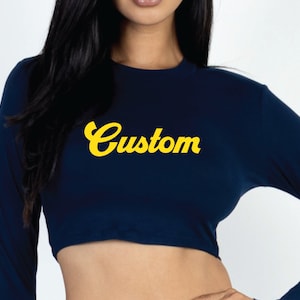 Custom College Gameday Long Sleeve Crop Top