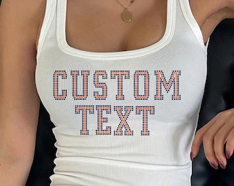 Bling tank Custom, Rhinestone Tank Top Custom, Custom Bling tank. Custom bedazzled tank, Rhinestone Crop, Custom Crop Top Bling