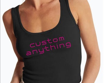 Custom Rhinestone Crop Tank | Personalized Bling Crop Top | Custom Text Rhinestone Tank | Bach Party Shirt | Cute Rhinestone Top