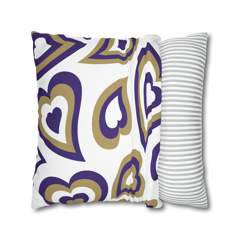 Retro Heart Pillow Purple & Gold, Heart Pillow, Y2K Hearts, Valentine's