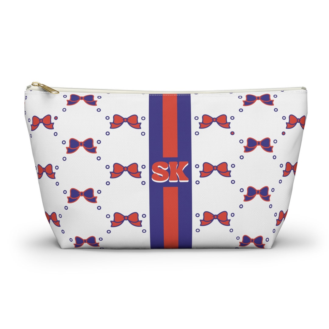 Custom Initial Personalized Bow Makeup Bag Custom Initial, Makeup Bag